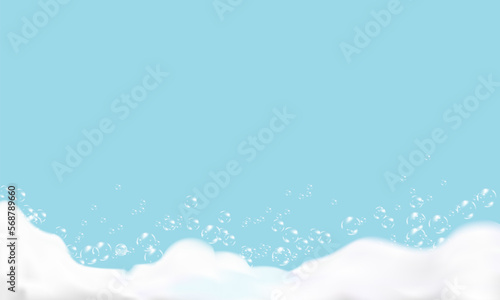 Shampoo bubbles texture.Bath foam background. Sparkling shampoo and bath lather vector illustration.