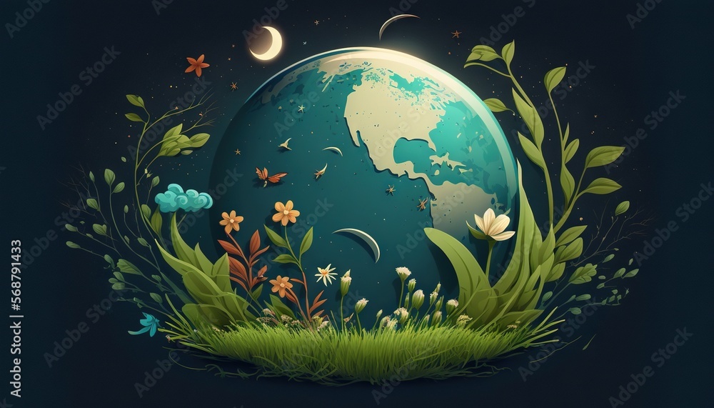 Planet Earth day illustration with copy space generative ai Planet Earth day illustration with copy space generative ai
