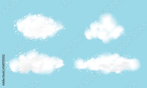 Shampoo bubbles texture.Bath foam background. Sparkling shampoo and bath lather vector illustration.