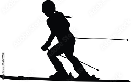 alpine skiing female athlete downhill black silhouette