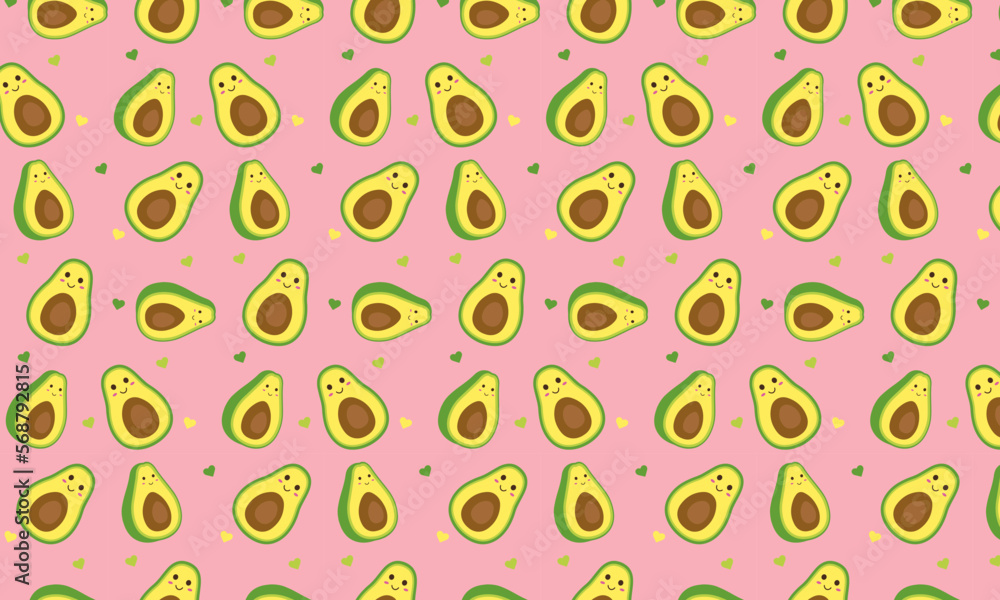 seamless pattern with avocado, cute wallpaper seamless pattern with avocado, cute wallpaper