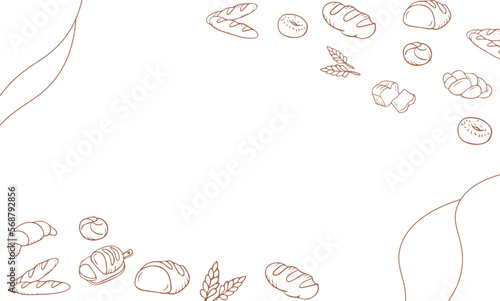 Bakery background. Top view of bakery products
