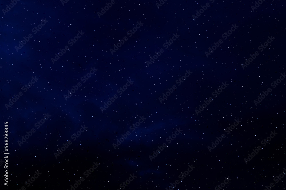 Starry night sky. Dark blue night sky with stars. Galaxy space background.