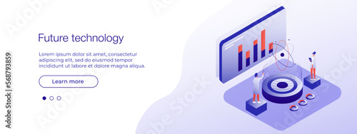 Future technology banner template concep in isometric vector illustration. Vector web banner layout template. Vector illustartion EPS 10