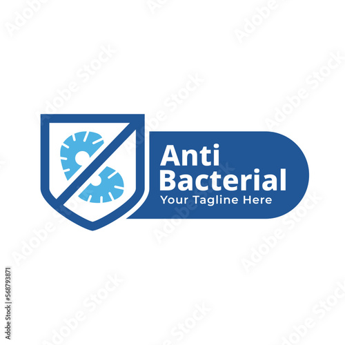 Antibacterial logo or label - vector isolated sign for antiseptic cosmetics and medical pharmaceutical products 