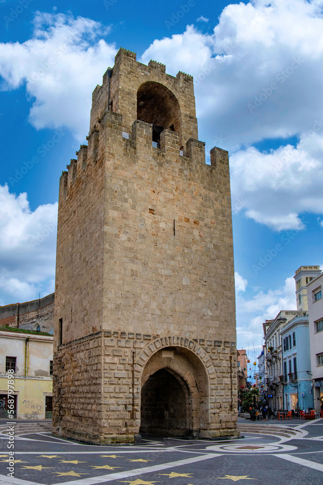 Medieval Tower, old building in the center of Oristano