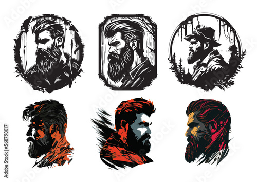 Brutal faces of bearded men