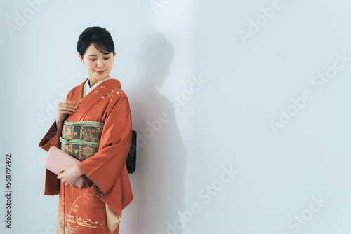 Quadro su tela 着物を着た女性　写真館　フォトスタジオ