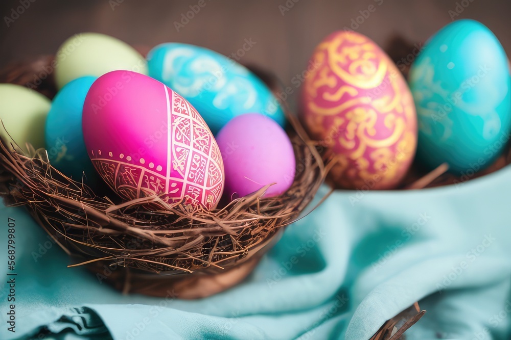 High-Resolution Image of Colorful Easter Eggs Background, Perfect for Adding a Festive Touch to any Design Project	