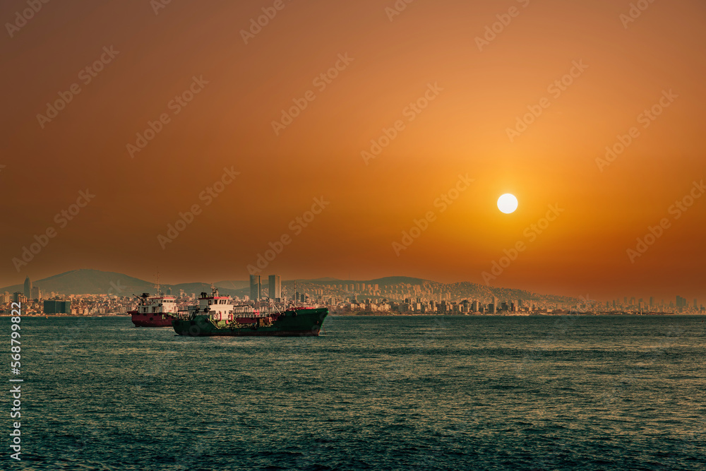 Ships in the Marmara sea, Istanbul. Turkey