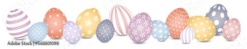 Banner 14 Ostereier Weiße Muster Bunt