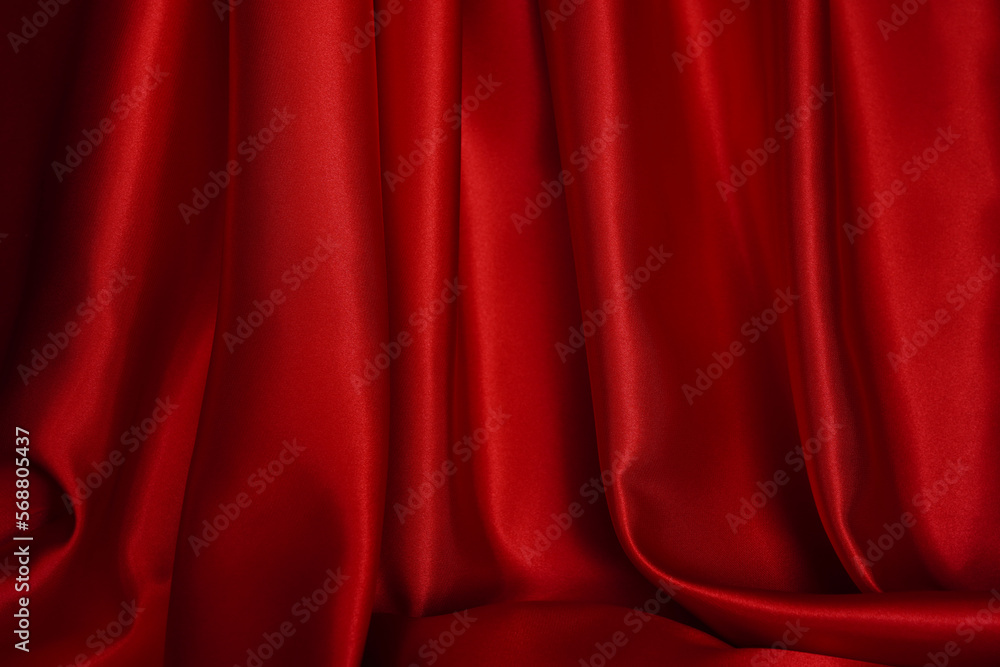 Beautiful wavy bright red curtains close up Blur or Berry Beautiful wavy bright red curtains close up Blur or Berry