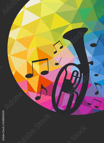 Abstract music background graphic with tuba.