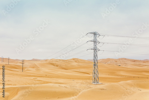High tension towers conducting electricity photo