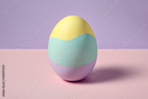 single 3d easter egg with a pastel backdrop made by generative ai