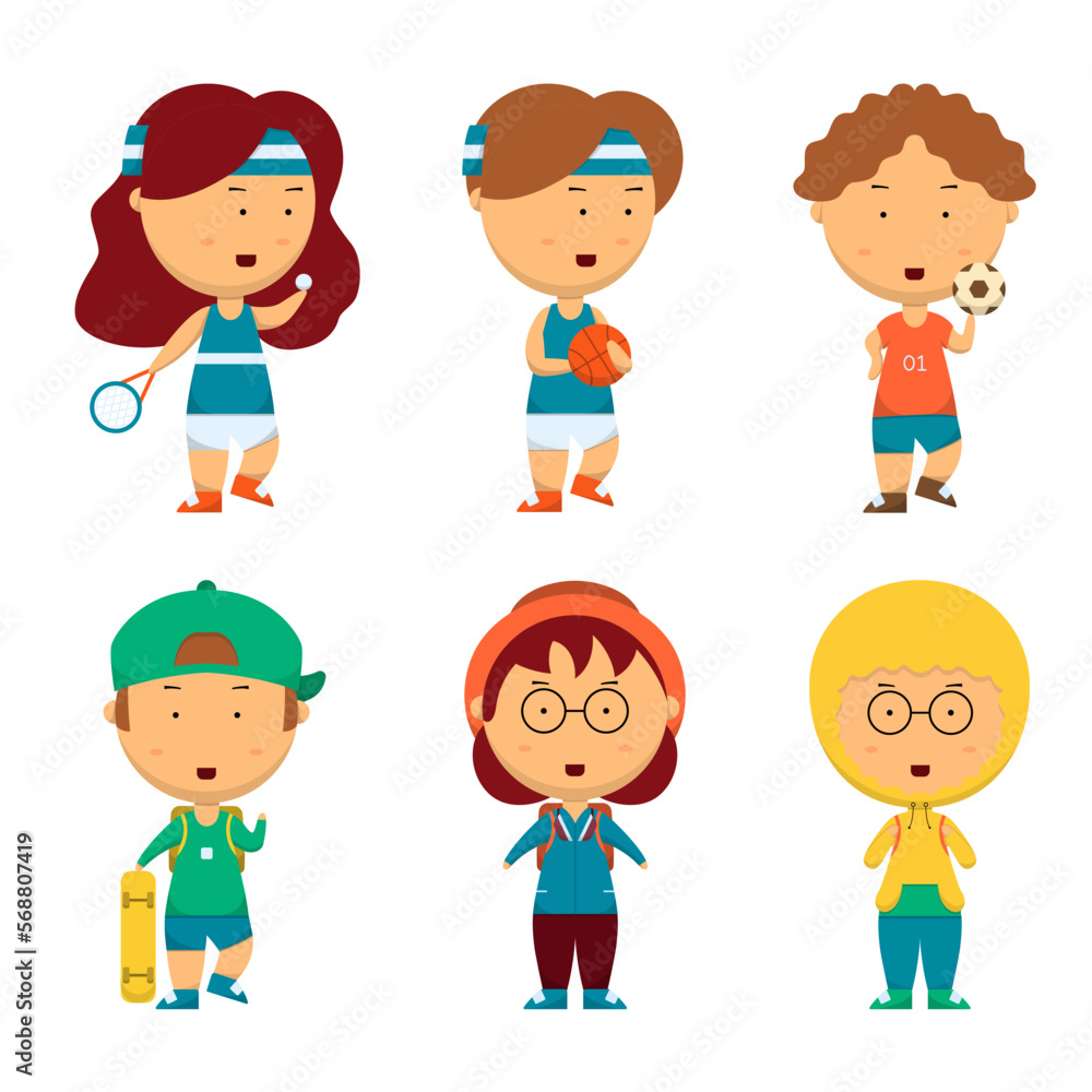 Set of ethnic diversity people in cartoon character