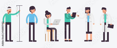 Set of people acting in cartoon charactor vector illustration