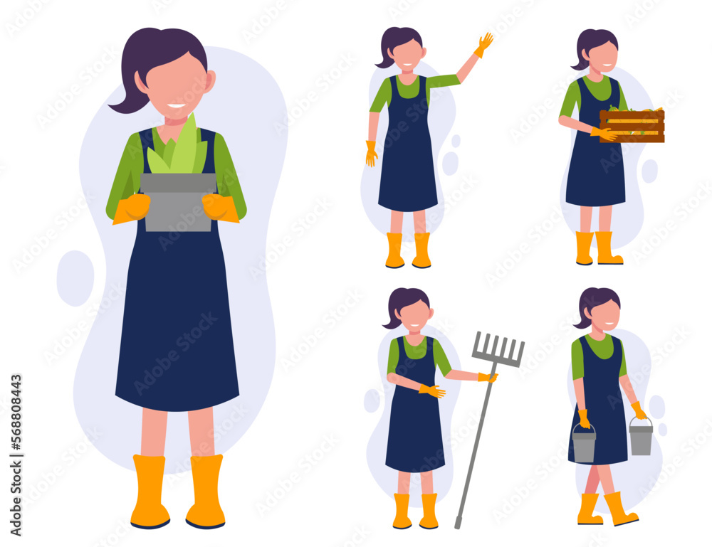 Set of farmer or agriculturist in cartoon character vector illustration Set of farmer or agriculturist in cartoon character vector illustration