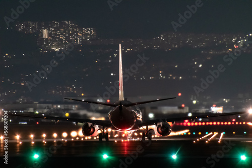 夜の千里川土手(飛行機)