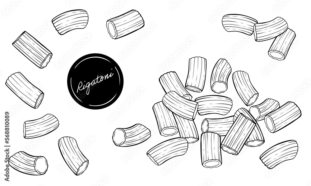 Rigatoni pasta vector line art illustration Stock Vector Adobe Stock