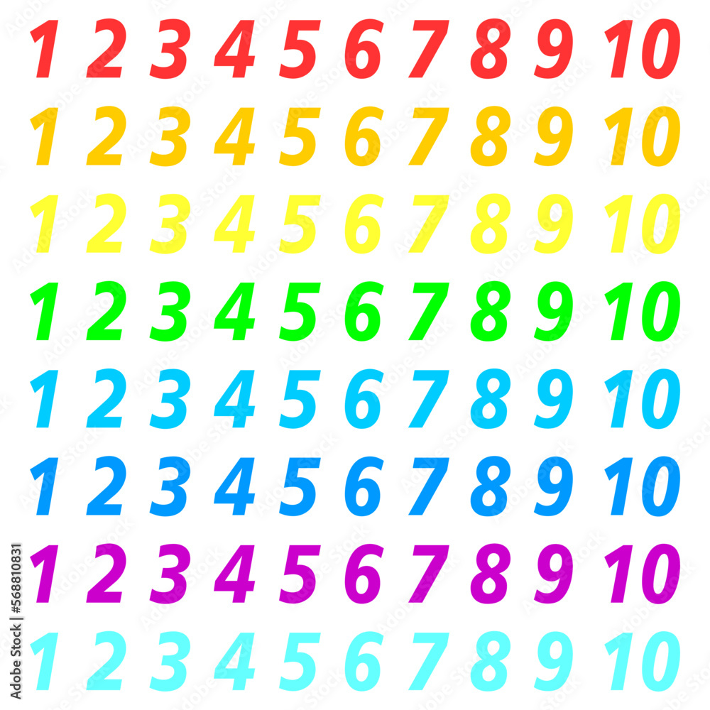 Education. Numbers, account, number series. Vector illustration, order, colorful numbers, school, mathematics, schoolchildren