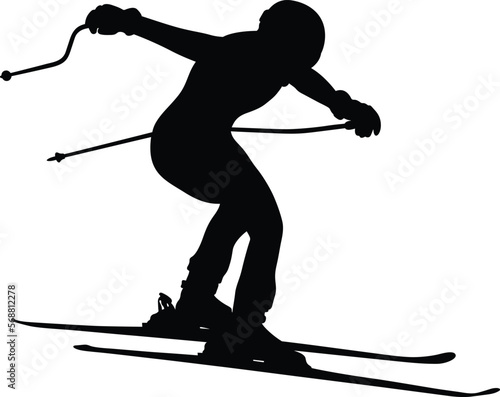 alpine skiing men jump downhill black silhouette