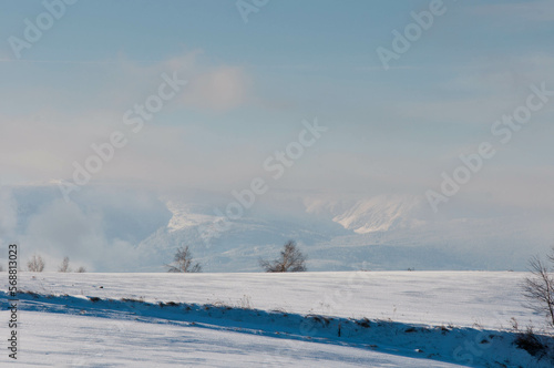 Snow in the mountains,  Mountains in Poland,  Mountain in the clouds, Polish landscape © Freshfanpage