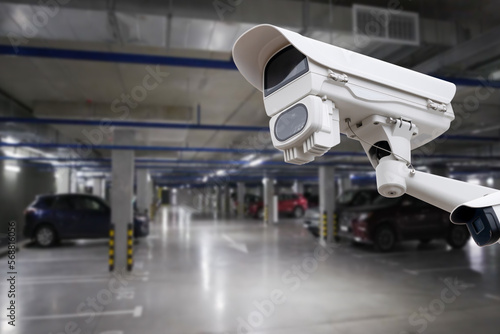 cctv camera installed on the parking lot to protection security.