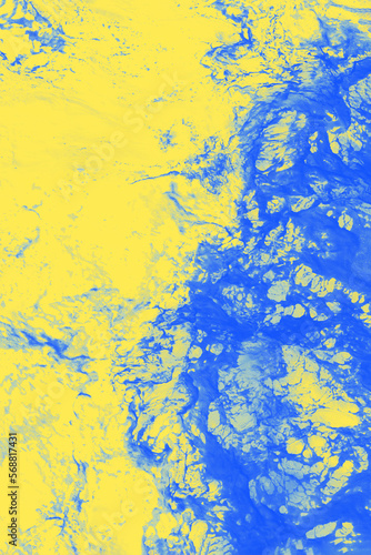 Blue and yellow blurred abstract background like marble