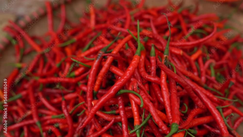 Selective Focus of Red Chillies in a basket at the market. Selective Focus of Red Chillies in a basket at the market.