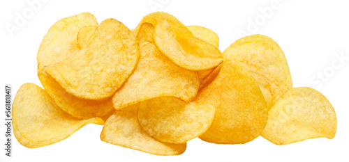 Delicious potato chips cut out