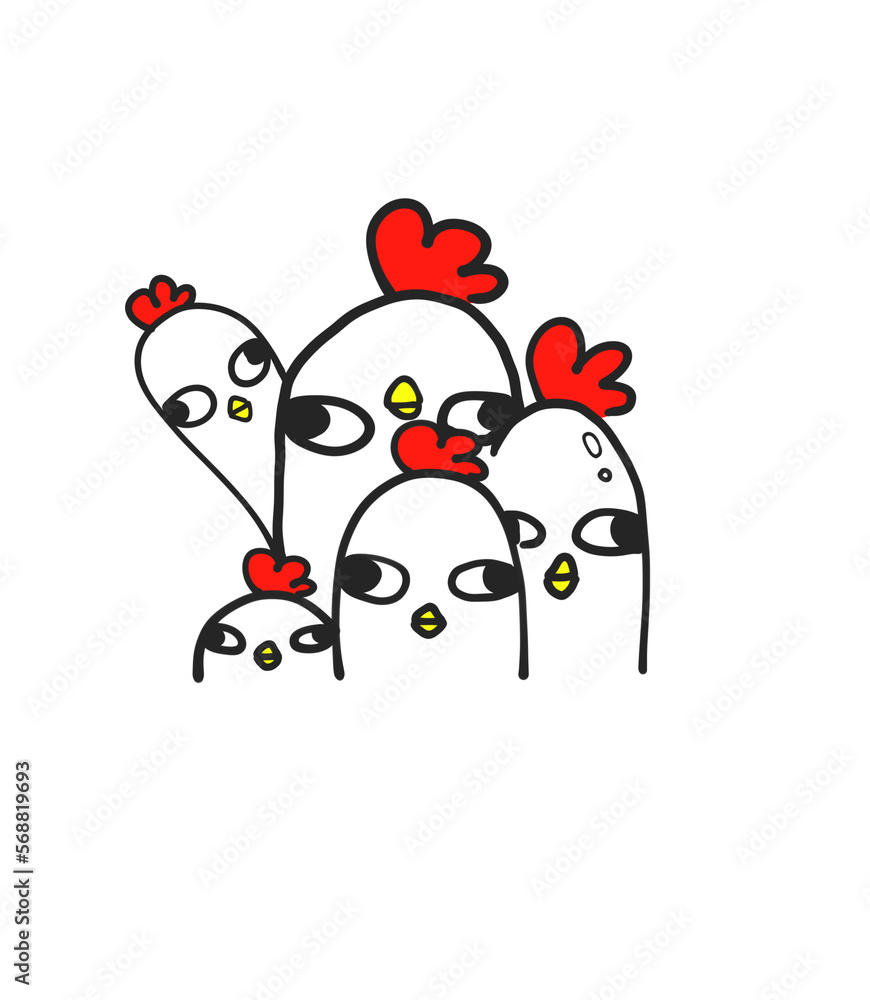 Chicken cartoon drawing, hand drawn cheeky chicken face PNG Transparent