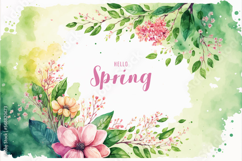 Vector watercolor spring banner. Generated AI