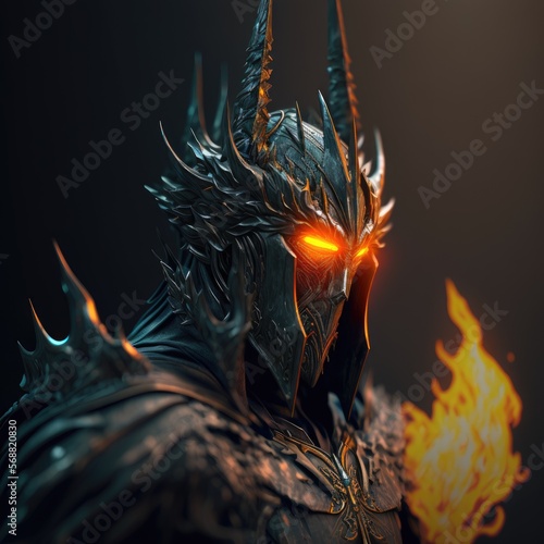 Dark knight with eyes of fire  photo