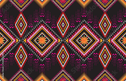 Gypsy pattern tribal ethnic motifs geometric seamless background. Doodle gypsy geometric shapes sprites tribal motifs clothing fabric textile print traditional design with triangles