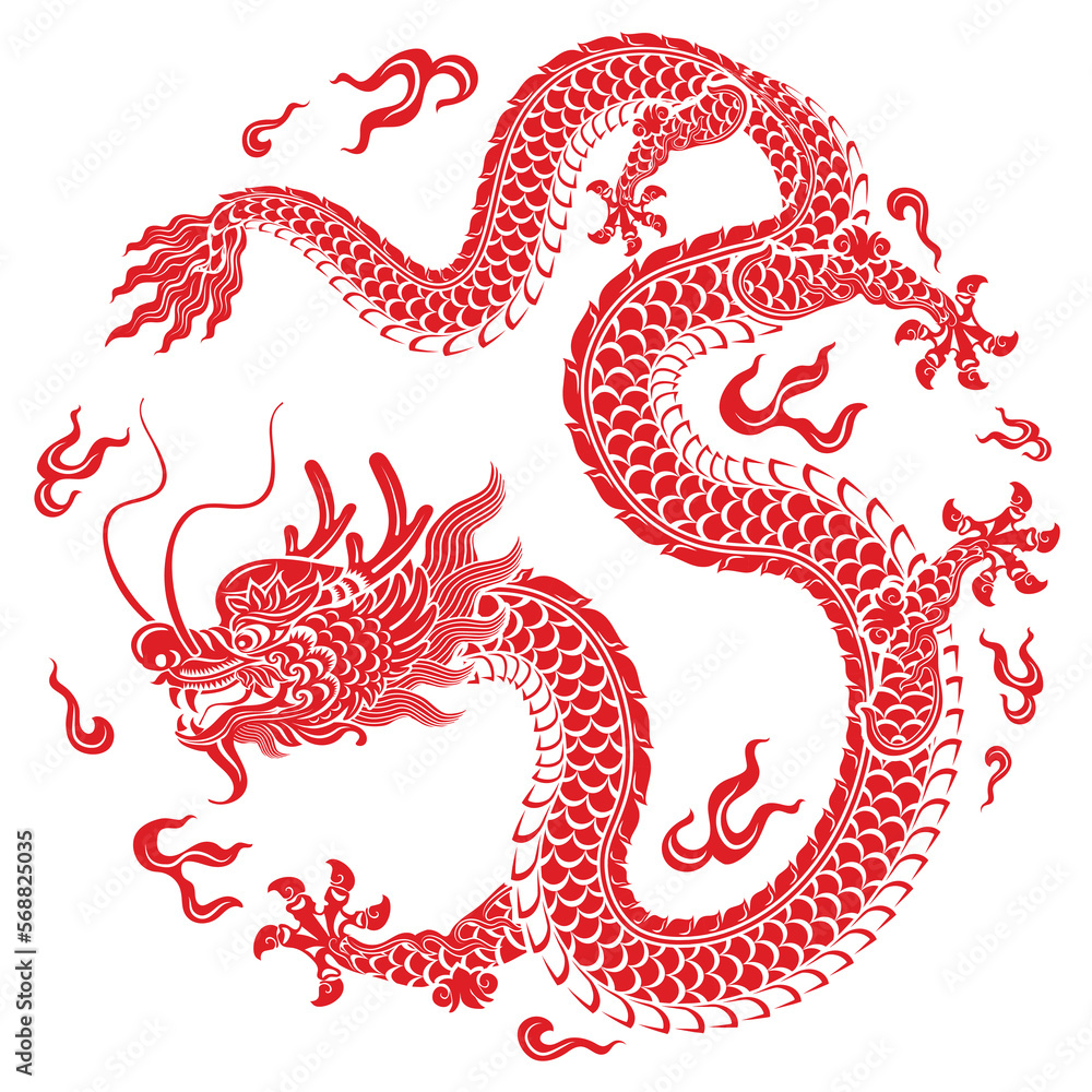 Happy chinese new year 2024 the dragon zodiac sign with flower,lantern,asian elements gold paper cut style on color background. ( Translation : happy new year 2024 year of the dragon ) Happy chinese new year 2024 the dragon zodiac sign with flower,lantern,asian elements gold paper cut style on color background. ( Translation : happy new year 2024 year of the dragon )
