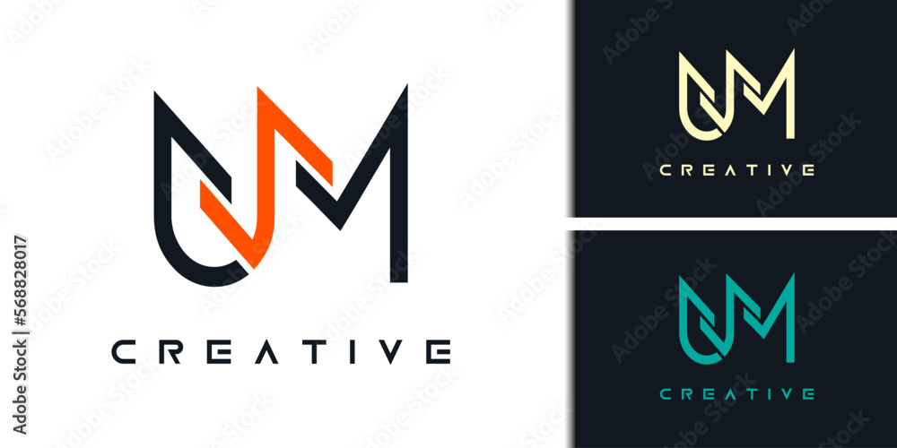 initial UW UM AW AM GW GM  logo design template ,suitable for company ,business, and brand identity - obrazy, fototapety, plakaty 
