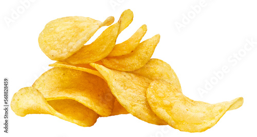 Delicious potato chips cut out