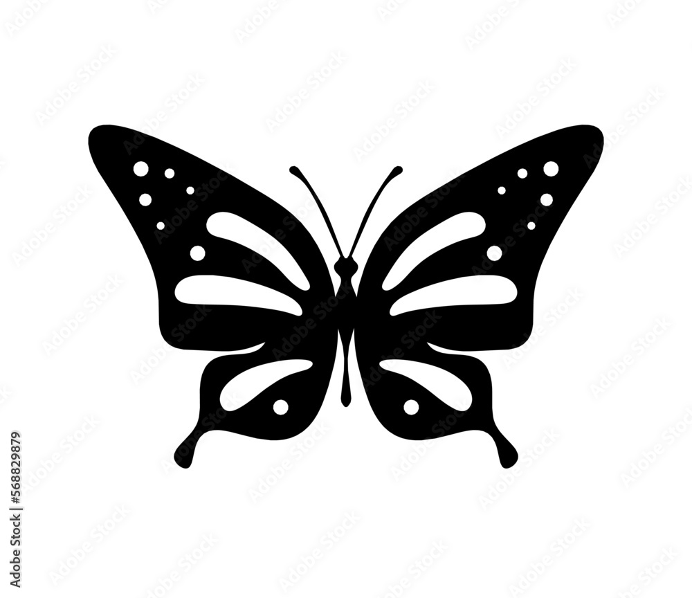Black decorative butterfly on white background. Vector Black decorative butterfly on white background. Vector