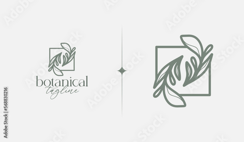 Leaf Flower Tree monoline. Universal creative premium symbol. Vector sign icon logo template. Vector illustration
