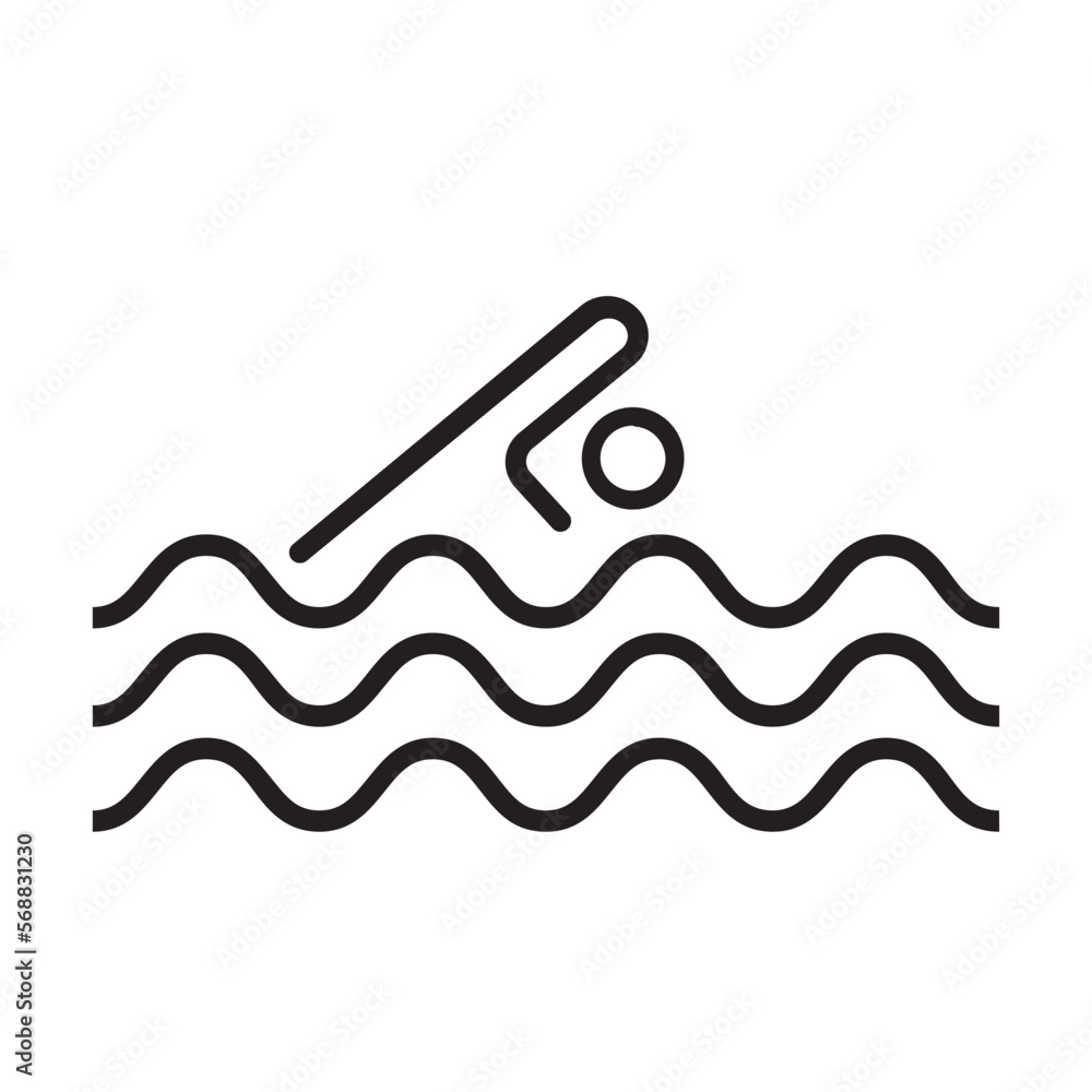 swimming pool sign icon editable