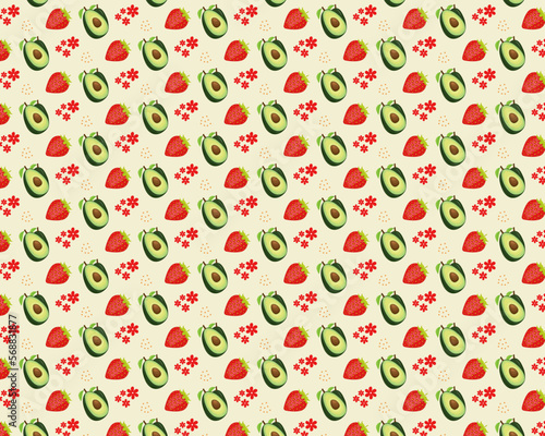 Fototapeta Naklejka Na Ścianę i Meble -  Seamless vector pattern designed with colorful fresh fruits