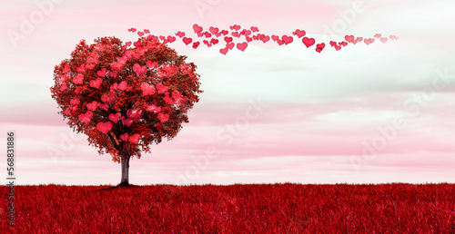 Roter Baum in Herzform mit Roten Herzchen