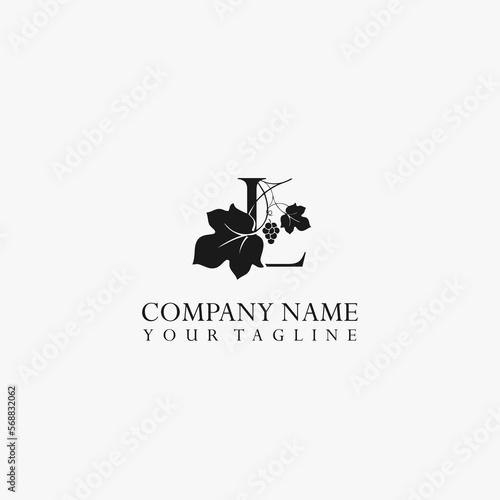 Letter L vector stock logo, abstract grape vector template. Illustration design of elegant logotype vine store on isolated background.
