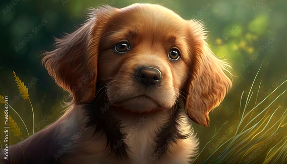 Beautiful brown dog created with Generative Ai technology - obrazy, fototapety, plakaty 
