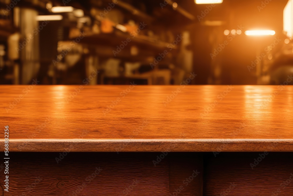 High-Resolution Mock-Up Image of an Empty Wooden Workbench Table on a