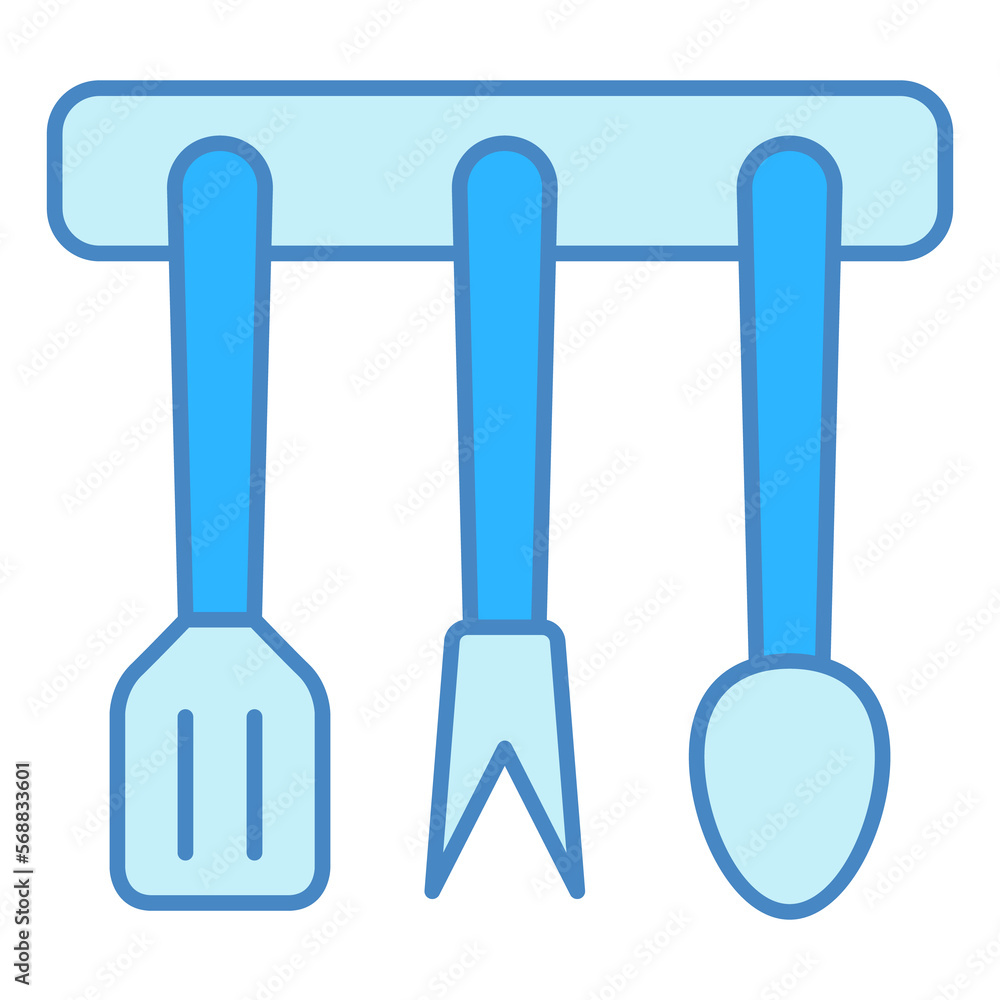 Fototapeta premium Cutlery set on a horizontal stand - icon, illustration on white background, similar style