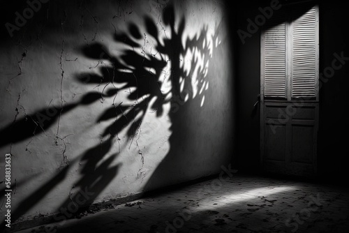 Empty night dark room and m...