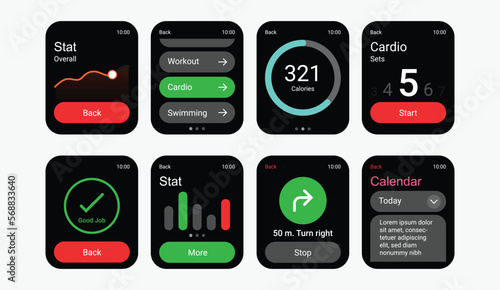 Vector smart watch ui kit