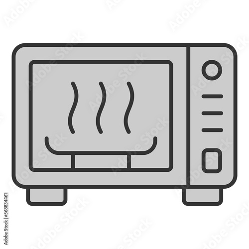 Instant microwave and reheat - icon, illustration on white background, grey style